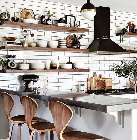 Featured image of post Dark Wood Floating Shelves Kitchen